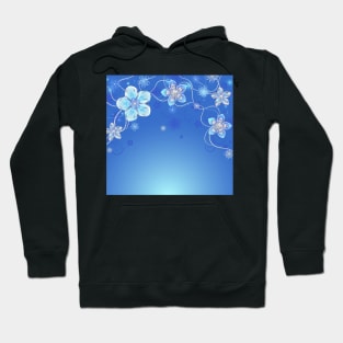 Blue background with silver flowers Hoodie